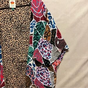 Farm Rio XS Long Open Kimono Robe Duster Abstract/Multicolor Leopard Print READ